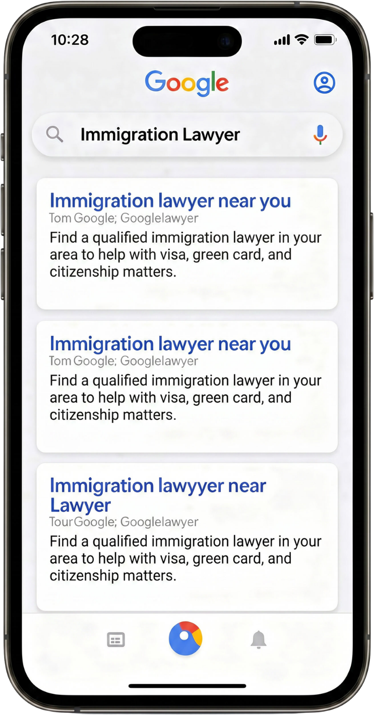 Phone showing a Joline Clark client article ranking #1 on Google